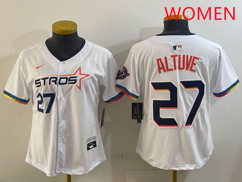 Women Houston Astros #27 Altuve White Fourth generation Joint Name 2025 Nike MLB Jersey style 2